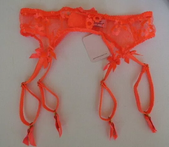 Agent Provocateur Brittnie neon suspender belt M orange garter NEW