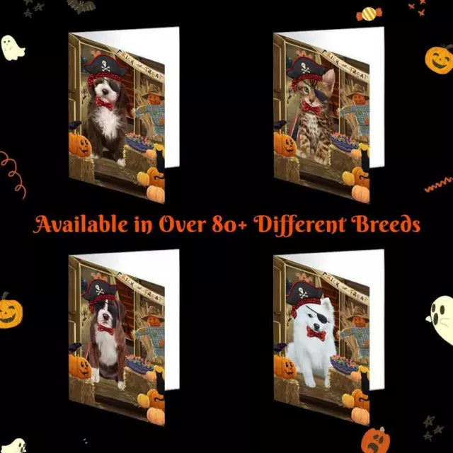 Halloween Trick or Treat Dog Cat Pet Photo Greeting Invitation Card Pack of 20