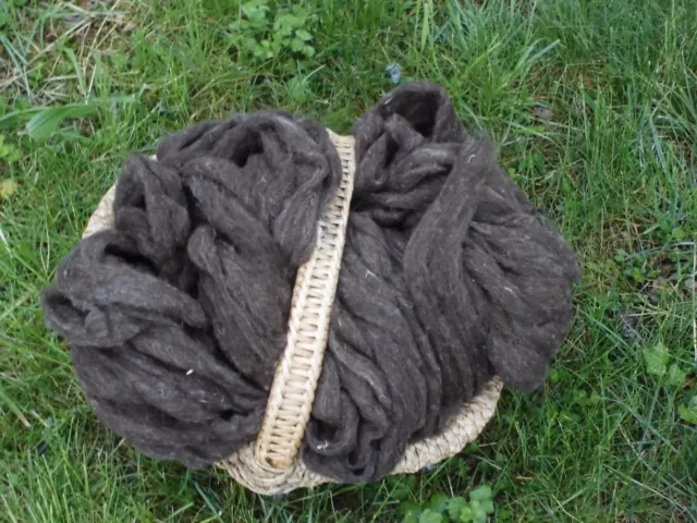 500g kardierte Wolle in naturbraun als Band vom Braunen Bergschaf 2