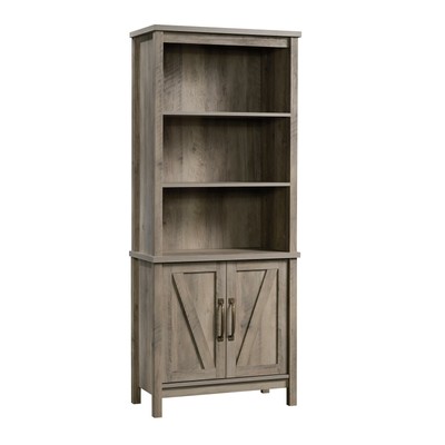 Better Homes  Gardens Modern Farmhouse Library Bookcase with Doors, Rustic Gray 3