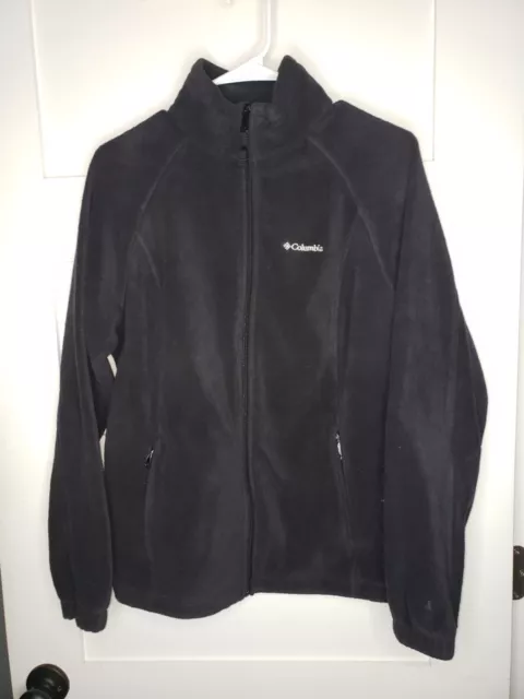 Columbia Women's Fleece Jacket Full Zip Zip Up Pockets Black Size L