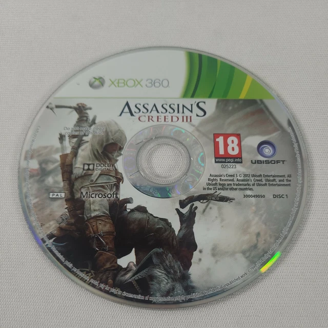 *Disc 1 Only* Assassins Creed III 3 Xbox 360 Action Adventure Video Game PAL
