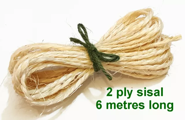 6m Long Sisal 2-Ply Twine Extra Strong Natural Plant Fibre Eco String Crafts DIY