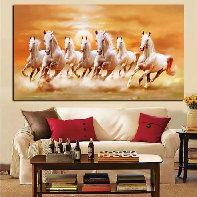 Canvas Painting Horse Living room Racing Unframed White Horse Abstract