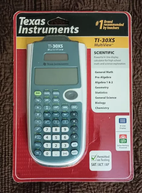 Texas Instruments TI-30XS MultiView Scientific Calculator, Solar/Battery Powered