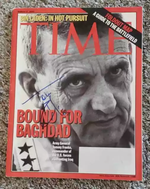 Tommy Franks, Army General, Signed Time Magazine  March 17, 2003