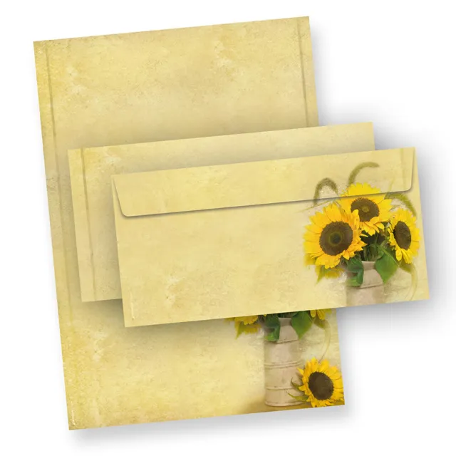 Briefpapier Sonnenblumen 100 Sets inkl. Kuverts Blumen Sommer