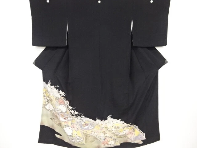 6191617: Japanese Kimono / Vintage Tomesode / Embroidery / Flower With Birds & B