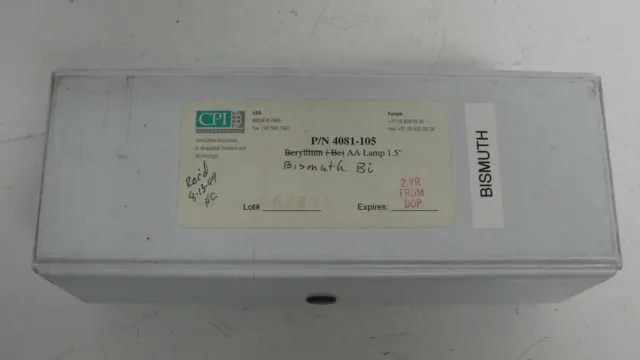 CPI International 4081-105 hollow cathode lamp Bismuth (Bi) AA lamp 1.5"