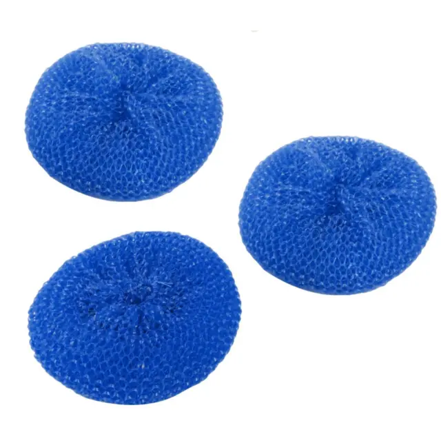 Esponja de malla tejida tazón plato Limpieza Estropajos depurador azul 3pcs