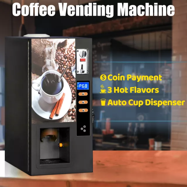 Commercial Fully Automatic Self Coin Hot Coffee Vending Machine Drink Dispenser