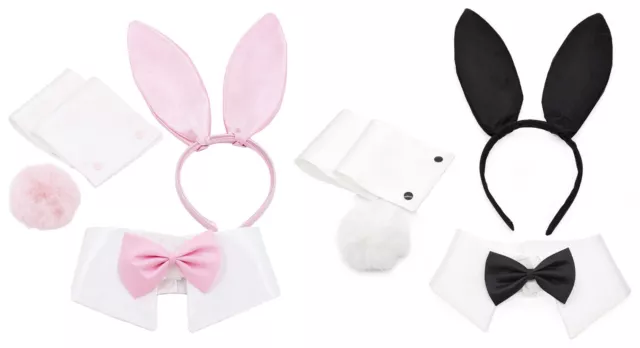 Bunny Costume Playboy Accessory Set Rabbit Ear Bow Tie Collar Cuffs Tail Pin