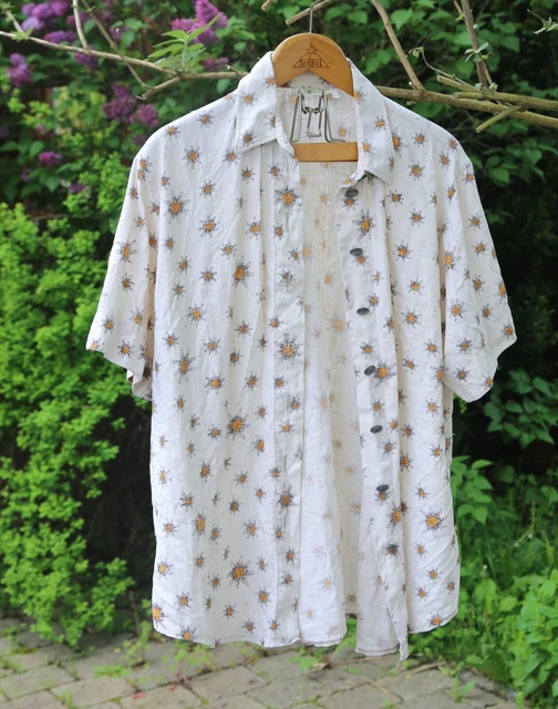 Camicia da donna costume lino taglia 42 moda costume a spalla imbottita 1 x camicia shirt x floreale