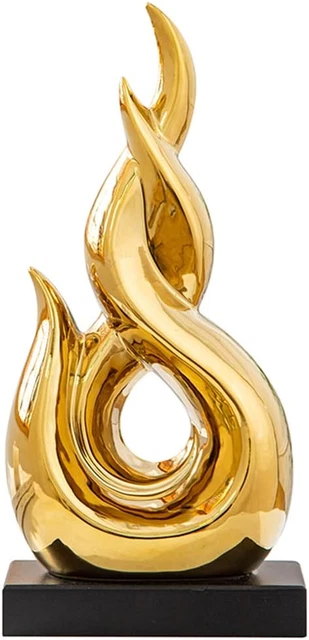 Statua Decorativa In Ceramica Bianco E Oro - Scultura Astratta Per Tavolo, Mensola O TV | Moderna Ed Elegante - Foto 12