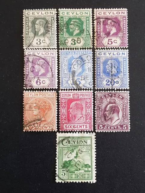 Briefmarken Ceylon, gestempelt, Lot