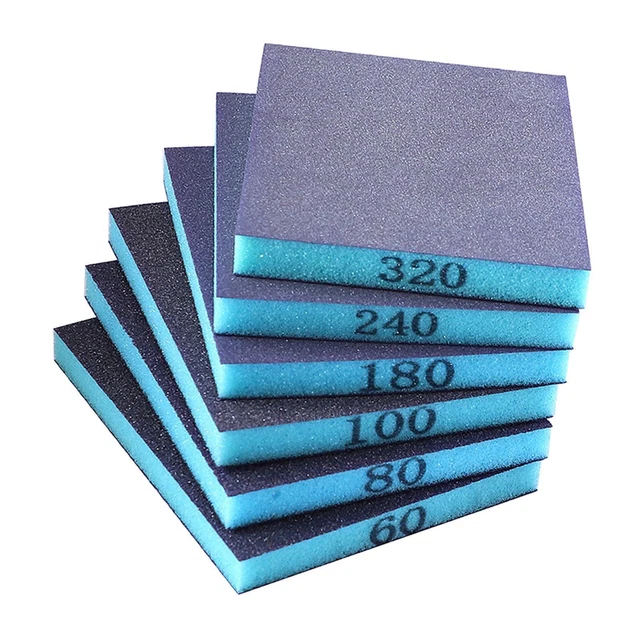 6x bricolage éponge papier de verre éponge bloc de ponçage tampons bloc bois