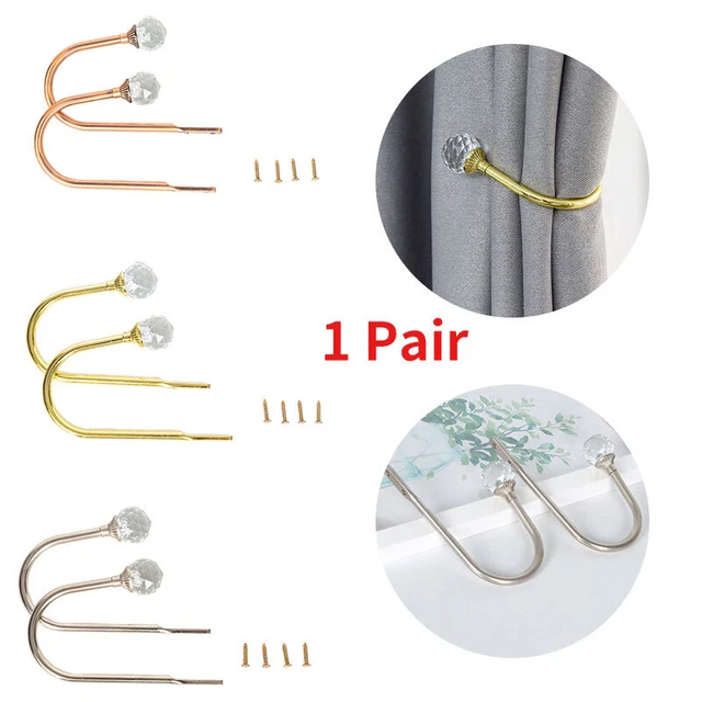 2Pcs Crystal Curtain Holdbacks Wall Tie Backs Hooks Hanger Holder Home Decor US