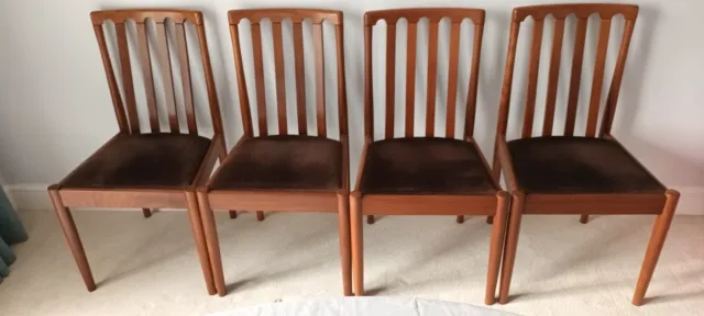 4 Vintage retro attractive Meredew mid-century teak dining chairs