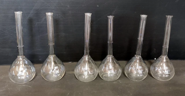 Lote 6 Frasco De Laboratoire Farmacia Pyrex 100 ML Antiguo Gran Col