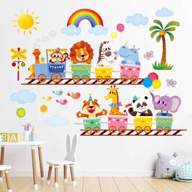 Decowall SG-2205 Animals Train Nursery Kids Removable Wall Stickers Decal