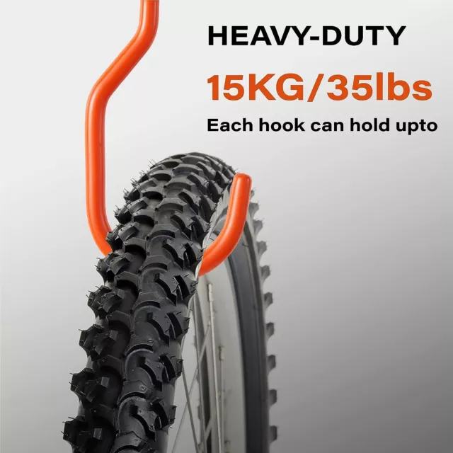 8 Pack Bike Hooks Rubber Coated Bike Hanger Storage Hook Rack Wall Mount