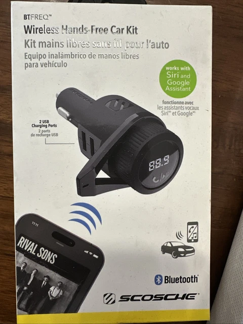SCOSCHE BTFREQ WIRELESS Hands-Free Car Kit 2 USB Charging Ports Black ...