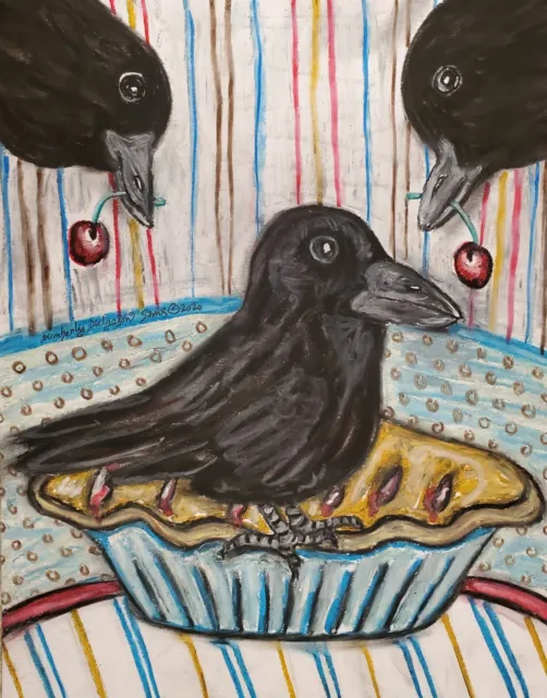 Blackbird Pie by KSams Crow Raven Gothic Dark 8.5 x 11 signed art print KSams
