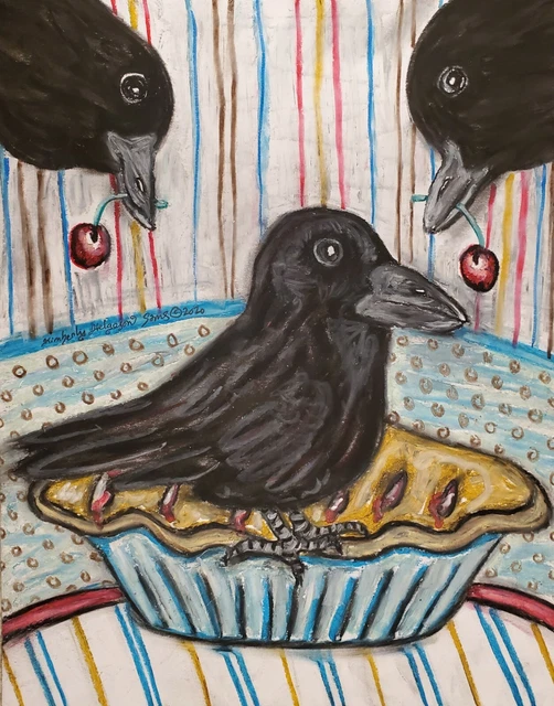 Blackbird Pie by KSams Crow Raven Gothic Dark 8.5 x 11 signed art print KSams
