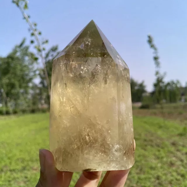 520g Natural Citrine Quartz Obelisk Quartz Crystal Wand Point Reiki gem XA6430