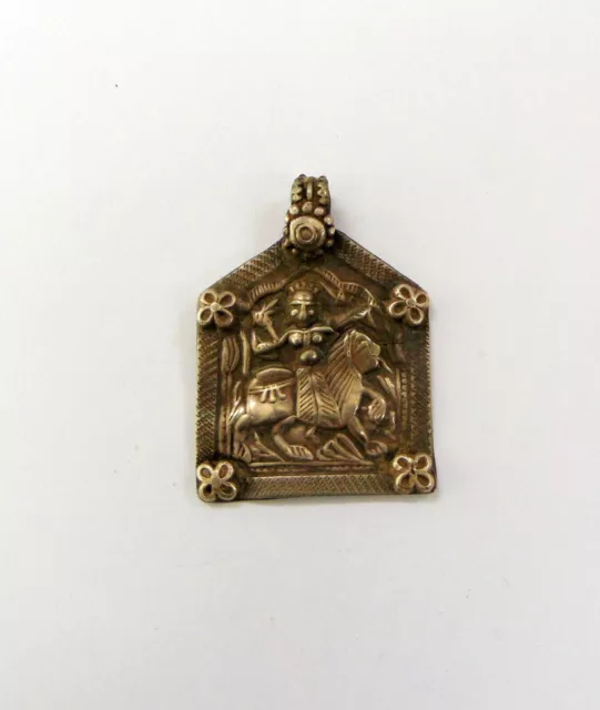 Vintage antike Stammes alte Silber Amulett Anhänger Halskette hinduistische...