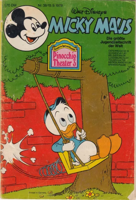 Micky Maus Comic Heft Nr. 38 von 1978