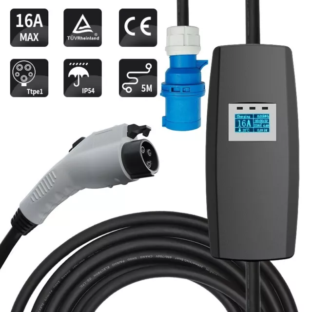 5m Typ 1 EV Ladegerät Wallbox Ladekabel 16A 1Phase CEE Stecker 3.6KW für Mia