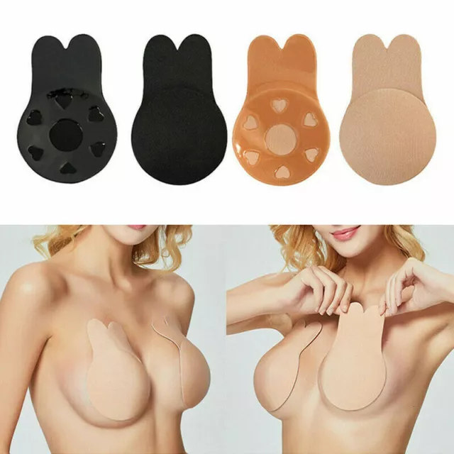 Women Invisible Silicone Strapless Bra Push Up Adhesive Rabbit Lift Up Stick On 2