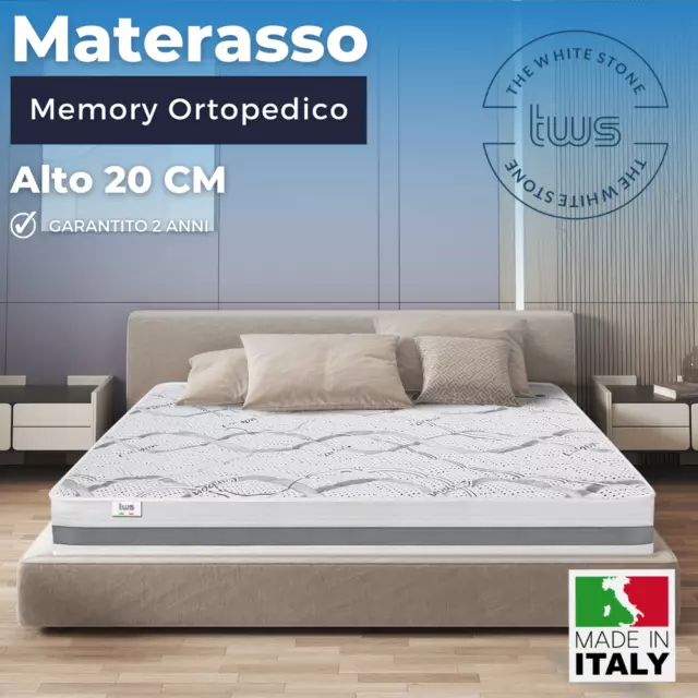 Materasso Memory 20 cm | Ergonomico, Anallergico, Traspirante, Ortopedico