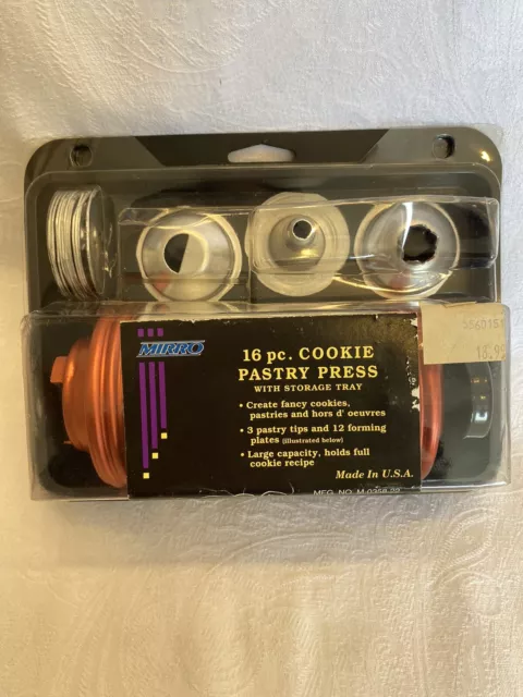 Prensa de galletas y pastelería vintage MIRRO 16 piezas M-0358-22 con bandeja de almacenamiento