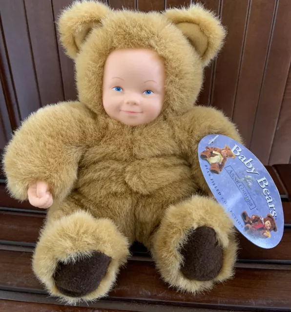 Anne Geddes Baby Bears Collection Plush Bean Filled TanBrown Doll 1998 VTF 8Inch