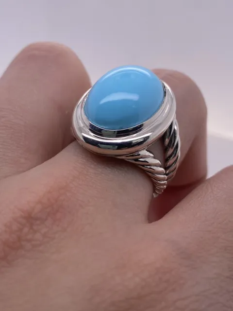 David Yurman signature oval ring with Turquoise Size  7