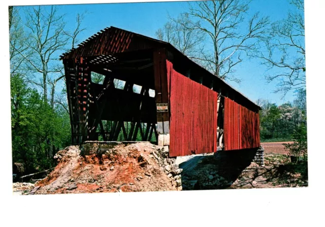 Vintage Putnam County Indiana Putnamville Covered Bridge Unposted Postcard #436