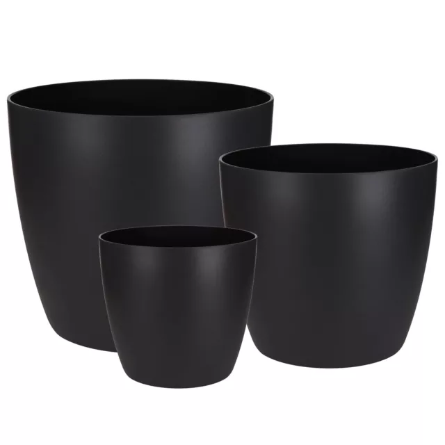 Black Elho Brussels Round Pot Indoor Plant Pots for Home Office House Plants