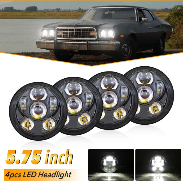 4pcs 5.75 5-3/4" inch round LED Headlight for Chevy GMC Corvette C1 C2 1963-1982