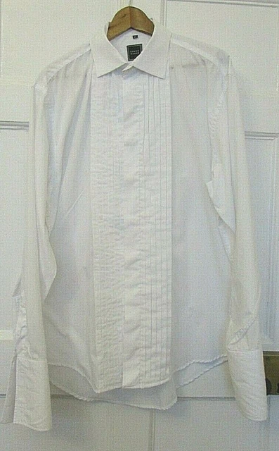 Simon Banks Camicia Abito Bianco a Pieghe sul Fronte 17"