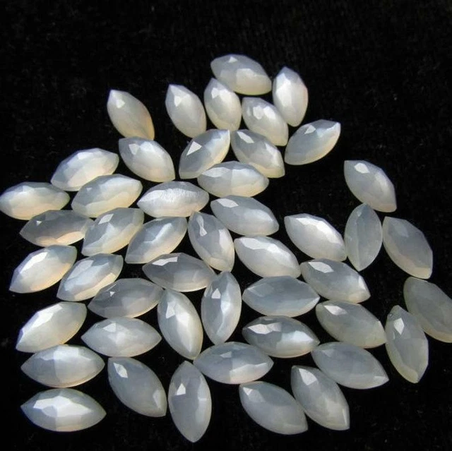 Weiß Mondstein Marquise Form Flache Rückseite Rose Cut Lose Edelstein 3x6mm Um