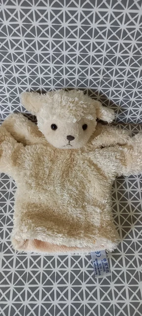 Doudou plat marionnette mouton blanc beige écru Nounours