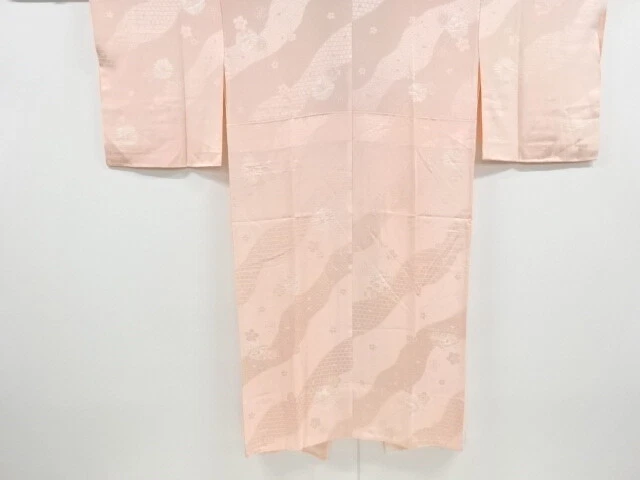 6800570: Japanese Kimono / Vintage Hitoe Juban / Shibori / Woven Sakura