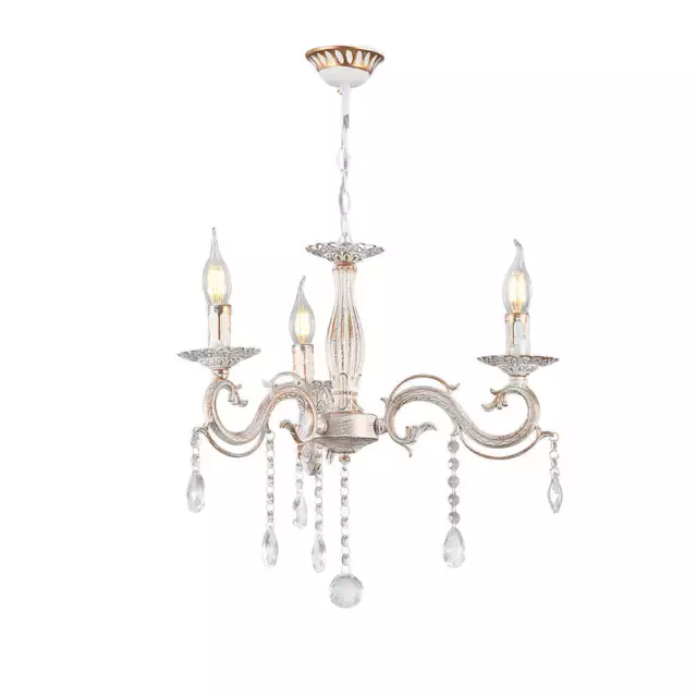 Candle Waterfall Traditional Retro Vintage 3 Arm Chandelier Ceiling Light Crysta