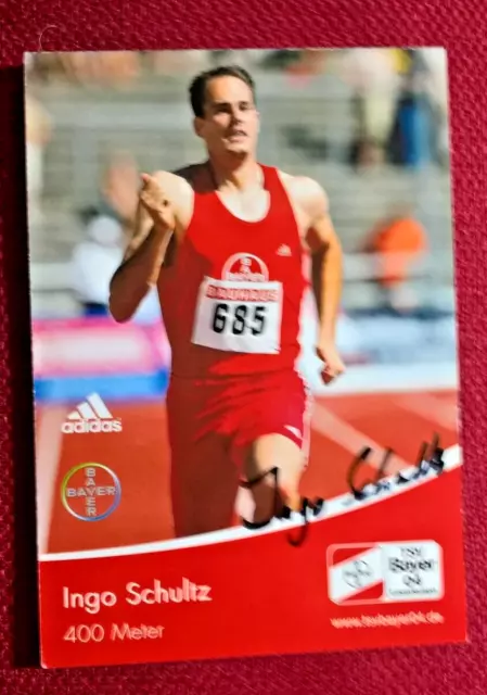 Autogramm von Ingo Schultz (Leichtathletik), Farbbild, Postkartengröße