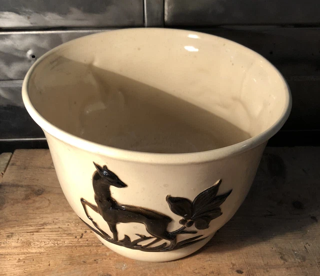 Cache Pot Faïence De Sarreguemines Art Nouveau Décor De Biches H 18 Cm 2