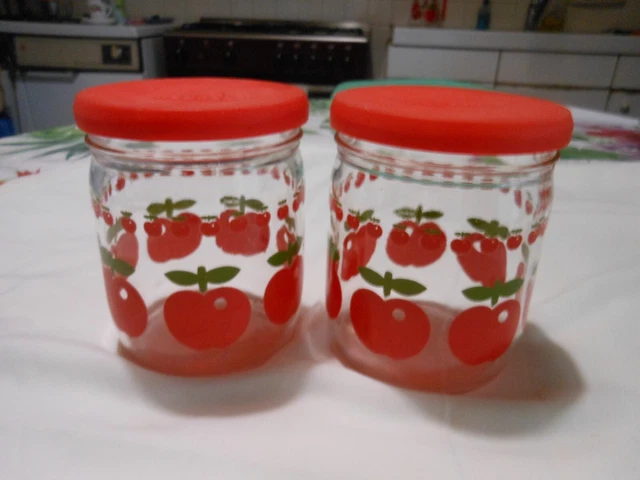Lot de 20 pots en verre avec couvercles à carreaux rouges 86 mm 350 ml