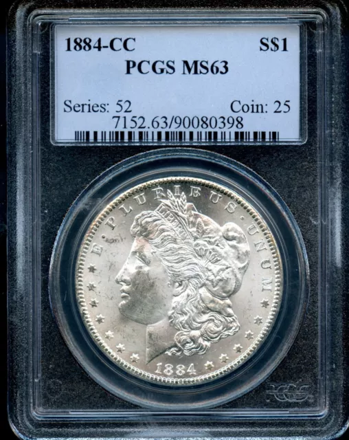 1884-CC Morgan Silver Dollar $1 PCGS MS 63