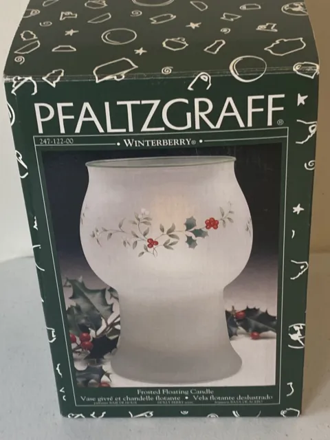 Pfaltzgraff Winterberry 90's Frosted Floating Candle Vase Winter Holly Berry VTG